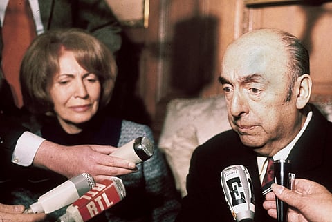 Chilean writer, poet and diplomat Pablo Neruda, then ambassador in France, answers journalists' questions on October 21, 1971 next to his wife at the Chilean embassy in Paris after being awarded the 1971 Nobel Literature Prize.
A Chilean court on February 20, 2024, ordered the reopening of an investigation into the death of Nobel laureate and poet Pablo Neruda, who some believe was poisoned by the dictatorship of Augusto Pinochet.