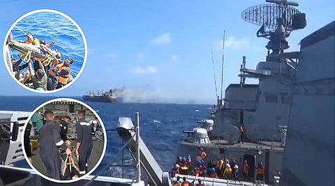 Lifeline An Indian Navy warship helped rescue sailors following an attack by Yemen’s Houthi rebels on bulk carrier MV True Confidence in the Gulf of Aden. 