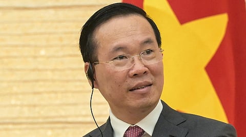 (FILES) Vietnam's President Vo Van Thuong speaks during a joint press conference in Tokyo on 27 November 2023.
