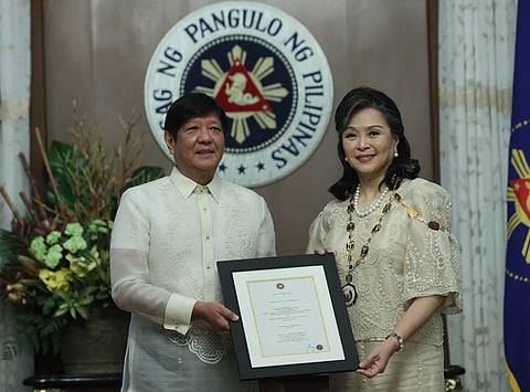 (FILE PHOTO) LOOK: Dr. Carmencita Padilla of the National Academy of Science and Technology and current Chancellor of the University of the Philippines is conferred the Order of National Scientist by President Ferdinand Marcos Jr. at Malacañang Palace on Thursday, 31 August 2023. Padilla is recognized for her significant contributions to medicine, specifically in the screening of newborn babies for genetic disorders in the Philippines. 