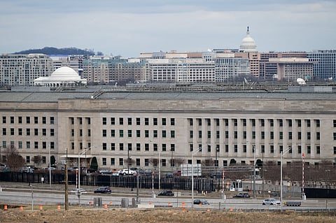 The Pentagon is pictured in Washington, DC, as seen from Arlington, Virginia, on February 2, 2024.
