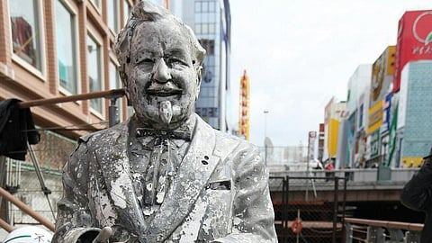 (FILES) A statue of Colonel Sanders after it was recovered from the sludge of a river in Osaka, Japan on 11 March 2009.
