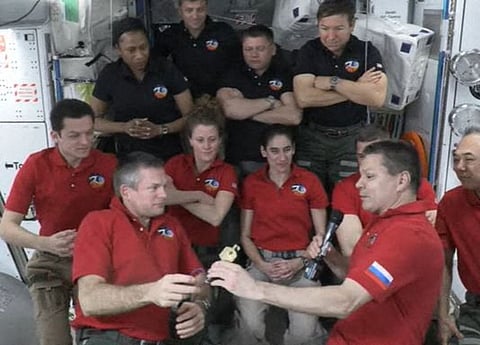 In this screen grab from NASA's feed, ESA (European Space Agency) astronaut Andy Mogensen (L) hands over command of the International space station to Roscosmos cosmonauts Oleg Kononenko as Mogensen prepares to head home with his Crew-7 crewmates.

Four astronauts have left the International Space Station bound for Earth following a more than six month mission.

Led by American astronaut Jasmin Moghbeli, NASA's Crew-7 arrived at the research platform last August in a SpaceX Crew Dragon.
