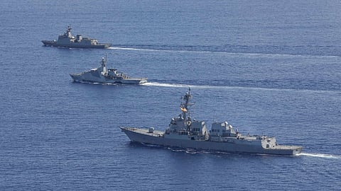(FILES) Philippine Navy ships sailing in formation with the United States Navy vessels