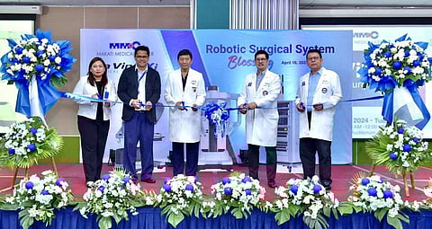 IN photo (from left): Makati Medical Center’s chief nursing officer, Eda Bernadette P. Bodegon, MAN, RN; chief finance officer and Interim co-president and CEO, Arnold C. Ocampo; Department Chair of Surgery, Jaime D. Songco, MD; medical director and Interim co-president and CEO, Saturnino P. Javier, MD; and director of professional services, Noel L. Rosas, MD during the launch and blessing of the da Vinci Xi Surgical System at the hospital on 16 April 2024.