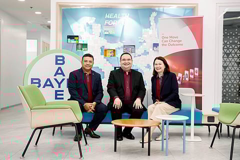 L-R: Angel Michael Evangelista, Managing Director and Country Division Head - Pharmaceuticals, Bayer Philippines Inc.; Dr. Ronnie Perez, nephrologist and Finerenone (Firialta®) Trialist; Dr. Carmela Luisa Pagunsan, Country Medical Director, Bayer Philippines Inc.
