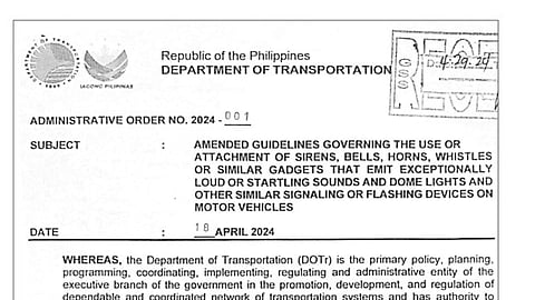 DOTr - Administrative Order No. 2024 - 001