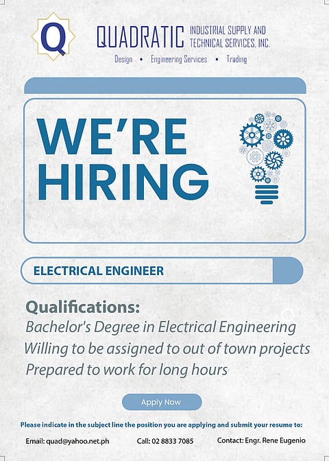 WE'RE HIRING QUADRATIC INDUSTRIAL SUPPLY AND TECHNICAL SERVICES INC.