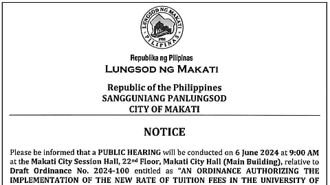 Lungsod ng Makati Public Hearing Draft Ordinance No. 2024-100