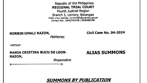 Summons by Publication of Maria Christina Bucu De Leon - Razon