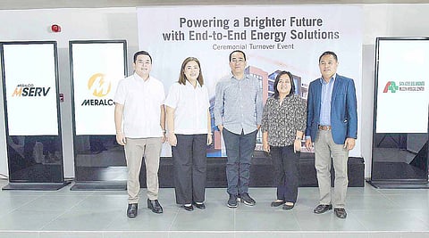 Key officials of Meralco, MSERV and Allied Care Experts (ACE) Group of Hospital’s San Jose del Monte Muzon Medical Center during the recent ceremonial turnover of the load side electrical facilities for the latter. They are (from left) Meralco assistant vice president and Biz head Roberto Galang, Meralco first vice president and Customer Retail Services head Charina Padua, SJDMMMC president Dr. Diosdado Bartolo, SJDMMMC medical director Dr. Jocelyn De Vera, and MSERV president and CEO Ronaldo Torres.