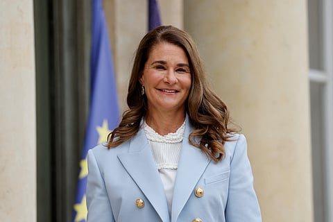 (FILES) Melinda Gates, co-founder of the Bill & Melinda Gates foundation, arrives for a meeting with French President at the Elysee Palace in Paris on July 1, 2021. Melinda Gates said on May 13, 2024 she was leaving the philanthropy mega foundation that she established with her ex-husband, Microsoft co-founder Bill Gates. "After careful thought and reflection, I have decided to resign from my role as co-chair of the Bill & Melinda Gates Foundation," she wrote in a statement posted on social media, adding the resignation would become effective on June 7.

