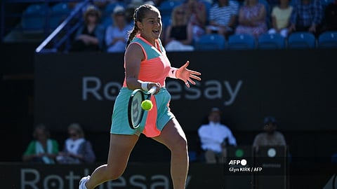 JELENA Ostapenko displays her readiness for Wimbledon when she booked a 7-6 (7/3), 6-1 over Greet Minnen in the first round of the Eastbourne International tennis tournament.