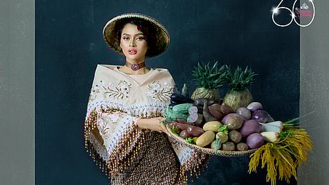 Binibini 24 Monica Acuno, Kalayaan, Laguna in a gown that pays homage to farmers. 