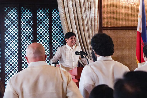 PRESIDENT Ferdinand Marcos Jr. honors 10 local government units for their anti-hunger initiatives at the Ceremonial Hall of the Malacañang Palace in Manila on Wednesday.