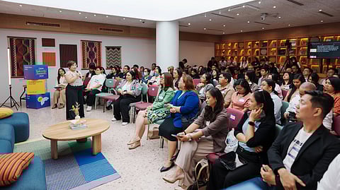 Yani Hornilla-Donato, country manager of Canva Philippines, addresses guests on the first day of the Canva Eskwela Summit last 20 June. 

