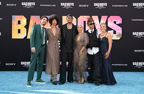 (FROM left) Trey Smith, Willow Smith, Will Smith, Jada Pinkett Smith, Jaden Smith and Gammy Norris attend the Los Angeles Premiere of Columbia Pictures’ ‘Bad Boys: Ride Or Die’ at the TCL Chinese Theater in Hollywood, California. 
