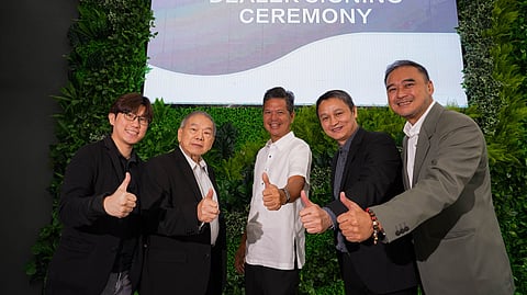 Mike Gaisano, Peter Gaisano of BYD Sta. Rosa, Antonio ‘Toti’ Zara III, head of Automotive retail and distribution at ACMobility, Michael Chang and Larry Cochanco of BYD Sta. Rosa.