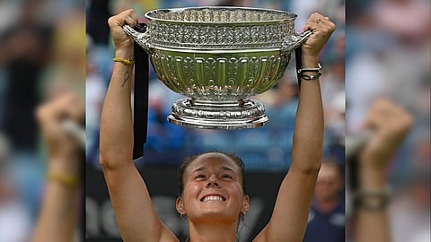 RUSSIAN Daria Kasatkina is all smiles basking in glory after beating Canada’s Leylah Fernandez, 6-3, 6-4, in the Eastbourne International women’s singles final.