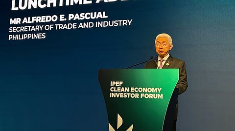 Outlining a sustainable future Department of Trade and Industry Secretary Fred Pascual presented the Philippines’ initiatives to promote sustainable economic growth at the Indo-Pacific Economic Framework Clean Economy Investor Forum at the Marina Bay Sands Expo and Convention Centre.