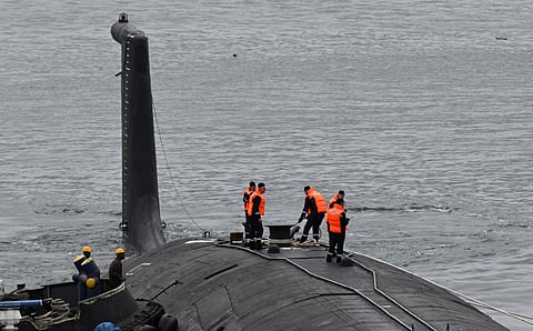 The Russian nuclear-powered submarine Kazan, part of the Russian naval detachment visiting Cuba, docks at Havana’s harbor, 12 June 2024. The Russian nuclear-powered submarine Kazan — which will not be carrying nuclear weapons — and three other Russian naval vessels, will dock in the Cuban capital from 12 to 17 June. The unusual deployment of the Russian military so close to the United States — particularly the powerful submarine — comes amid major tensions over the war in Ukraine, where the Western-backed government is fighting a Russian invasion.
