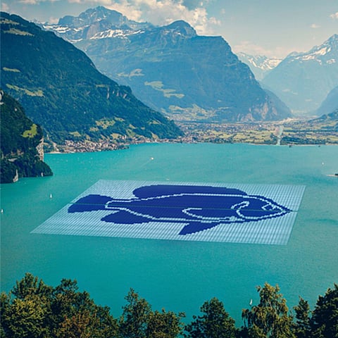 An artist’s rendering of Blueleaf Energy Philippines’ planned floating solar in Laguna. 