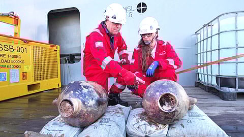 WINE or olive oil jugs were found in the wreck. 