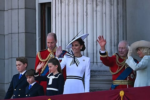 The royal family appear united together on the balcony at the finale of the Trooping the Colour
