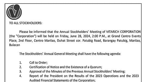 Vitarich Corporation - Annual Stockholders Meeting