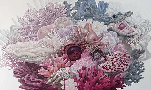 ‘Claude’ (acrylic on canvas, 36 by 60 inches, 2024).