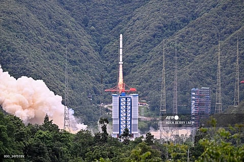 A Long March 2-C rocket carrying a satellite jointly developed by China and France dubbed the Space Variable Objects Monitor (SVOM), lifts off from a space base in Xichang, in China’s southwestern Sichuan province on June 22, 2024.