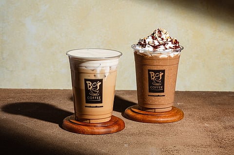 Bo's Coffee Iced Peanut Butter Foam Latte and Peanut Butter Mocha Froccino.