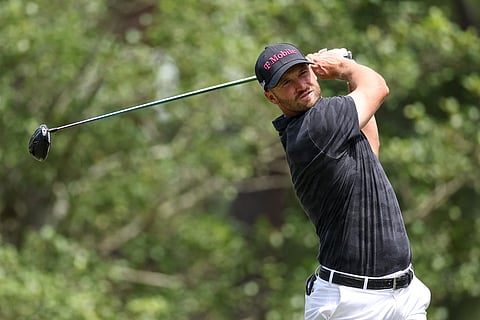 PINEHURST, NORTH CAROLINA - JUNE 10: Wyndham Clark of the United States hits a tee shot during a practice round prior to the U.S. Open at Pinehurst Resort on June 10, 2024 in Pinehurst, North Carolina. 