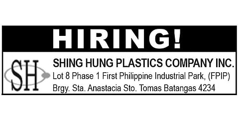 SHING HUNG PLASTIC COMPANY INC. - PLANT MANAGER HIRING
