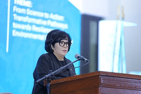 DENR Secretary Maria Antonia Yulo-Loyzaga speaks at the Project TRANSFORM Colloquium. 