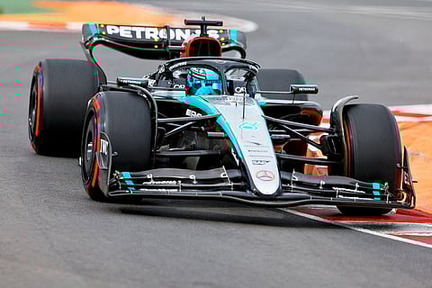 GEORGE Russell drives the (63) Mercedes AMG Petronas F1 Team W15 during the qualifying ahead of the F1 Grand Prix of Canada at Circuit Gilles Villeneuve. 