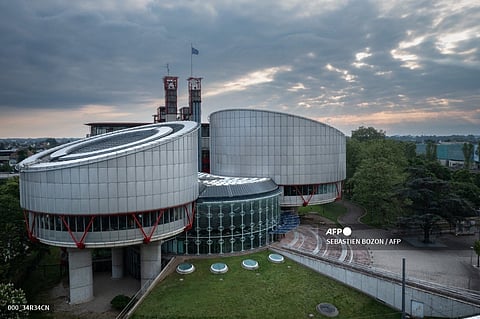 This photograph shows European Court of Human Rights building, in Strasbourg, eastern France, on May 8, 2024.
