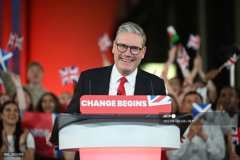 BRITAIN’s Labor Party leader Keir Starmer delivers a speech during a victory rally at the Tate Modern in London early on 5 July 2024. The party swept to power after winning the country’s general election, crossing the 326-seat threshold for a working majority in the House of Commons. 