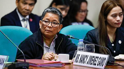 Suspended Bamban, Tarlac Mayor Alice Guo's accountant, Nancy Jimenez Gamo, attends the fifth hearing of the Senate Committee on Women, Children, Family, and Gender Equality into the illegal Philippine Offshore Gaming Operators.