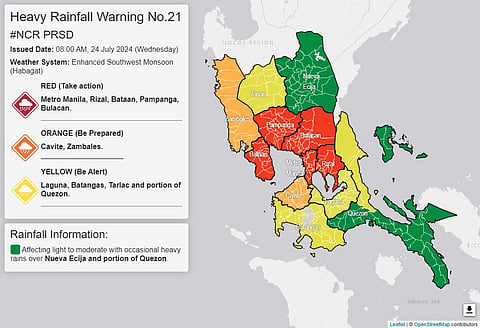 PAGASA has issued heavy rainfall and flood warnings across several areas