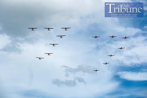 (File Photo) President Ferdinand R. Marcos Jr. leads the 77th Founding Anniversary of the Philippine Air Force on 1 July 2024 at Basa Air Base, Floridablanca, Pampanga. PBBM also witnessed the PAF capability demonstration, which included a simulation of air operations to retake territory by destroying enemy command and control. The demonstration featured high passes, a Figure 77 formation, a parade, and a final pass.

PAF also honored its members with awards for outstanding performance. The president was joined by Philippine Air Force Commanding General Lt. Gen. Stephen P. Parreno, Special Assistant to the President Secretary Antonio Ernesto F. Lagdameo Jr., Defense Secretary Gilberto C. Teodoro Jr., and Armed Forces of the Philippines Chief of Staff Gen. Romeo S. Brawner Jr., among others.