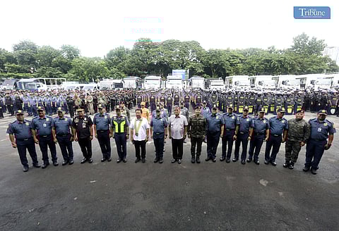 (FILE PHOTO) Chief of the National Capital Region Police Office (NCRPO). PMGen, Jose Melencio Nartatez Jr. and QCPD director PBGen. Redrico Maranan led the ceremonial send-off of troops at the QCPD headquarters inside Camp Karingal in Quezon City on Friday, July 19, 2024, in preparation for President Ferdinand "Bongbong" Marcos Jr.'s third State of the Nation Address (SONA) on Monday, 22 July, 2024