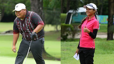 THUMBS up for the Dominique Gotiong (right) and a big smile for Simon Wahing as they dominate the ICTSI JPGT Visayas Series 3.