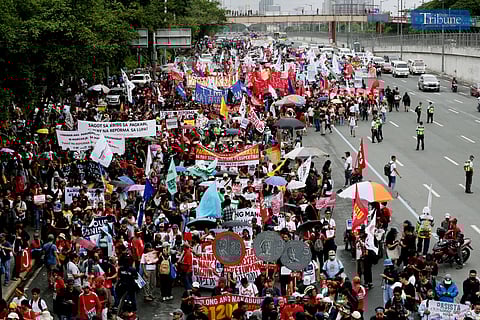 [FILE PHOTO] Thousands from different militant group joint the SONA protest along commonwealth avenue in Quezon City, during the President Ferdinand R. Marcos Jr.'s State of the Nation Address on Monday July 22, 2024.