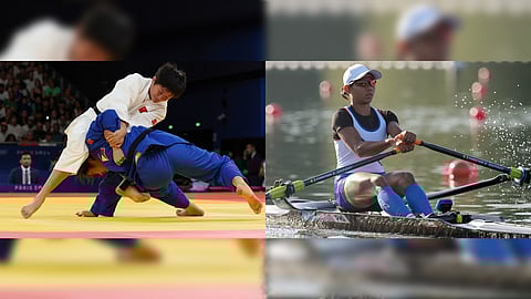 KIYOMI Watanabe (blue) gets dominated by Tang Jing of China,
JOANIE Delgaco fails to sustain her momentum after finishing sixth in Heat 3 quarterfinals.