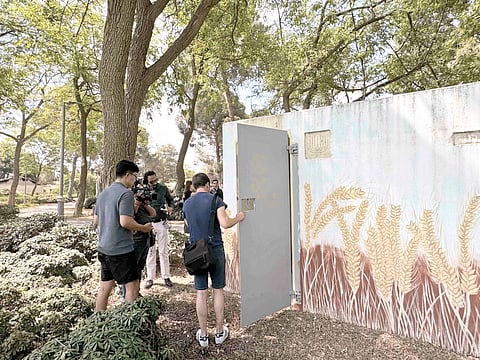 JOURNALISTS inspect a bomb shelter that served as a refuge of the members of the kibbutz community in the southern Israeli city of Nir Oz during the deadly terrorist attack launched by the Palestinian-backed Hamas group on 7 October. 