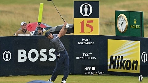 US golfer Billy Horschel plays from the 15th tee during his third round, on day three of the 152nd British Open Golf Championship at Royal Troon on the south west coast of Scotland on July 20, 2024.
Glyn KIRK / AFP