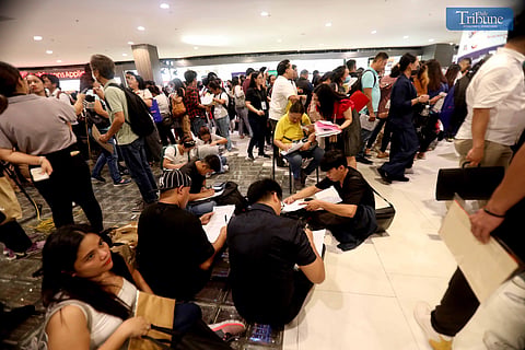 LOOK: Hundreds of applicants line up for interviews by various recruitment agencies at a job fair organized by the Department of Migrant Workers (DMW) and the Embassy of Japan at a mall in Quezon City to commemorate the Philippines and Japan Friendship Week on Thursday, 1 August 2024.