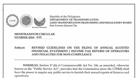 LTFRB Memorandum Circular No. 2024-030