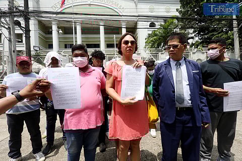 LOOK: Alexander Montilla of Marilao, Bulacan filed a formal complaint against Mayor Henry Lutaoa and other local officials before the Office of the Ombudsman on Friday, 9 August 2024. His legal counsel and fellow residents accompanied him. The complaint accuses the officials of grave misconduct, serious dishonesty, and other administrative offenses regarding the mismanagement of relief aid for Typhoon Carina victims.